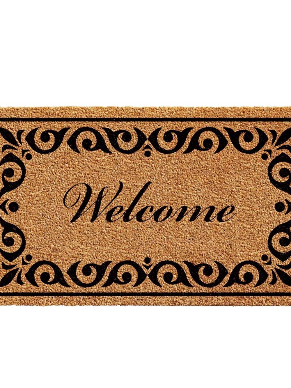 “Welcome” 24”x36” Coir Doormat with Scroll Border
